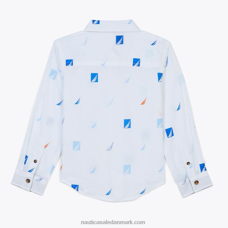 J-klasse skjorte med tryk til småbørn (2t-4t) antik hvidvask Nautica PZ4T1126