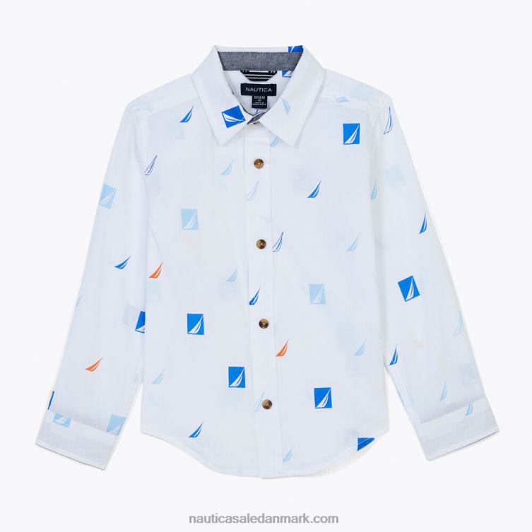 j-klasse skjorte med tryk til drenge (8-16) antik hvidvask Nautica PZ4T1103