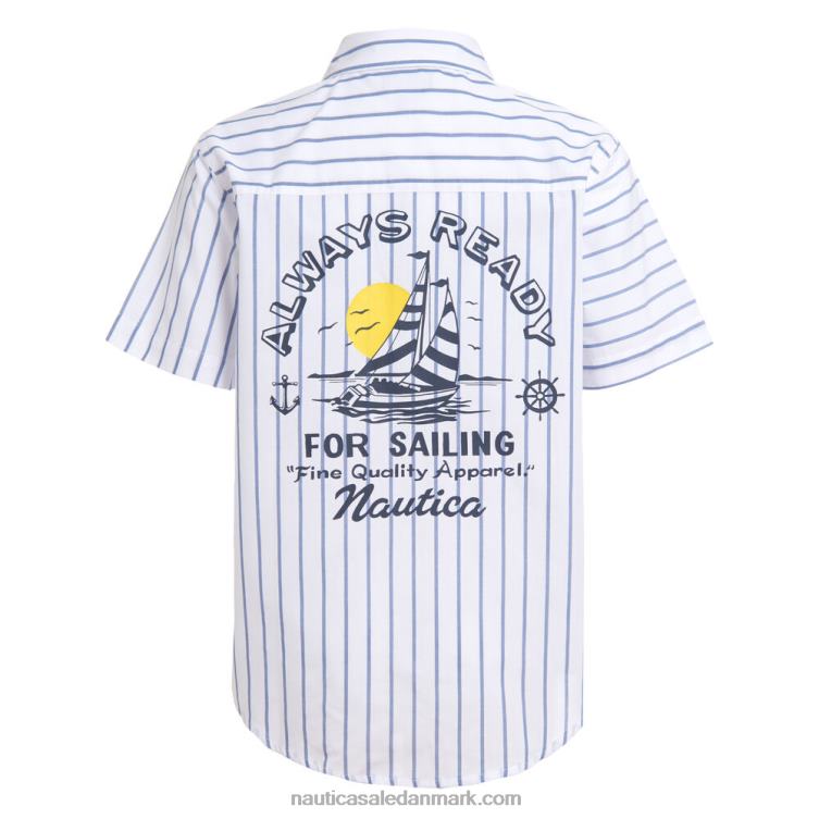 små drenges stribede grafiske kortærmede skjorte bagpå (4-7) antik hvidvask Nautica PZ4T1157