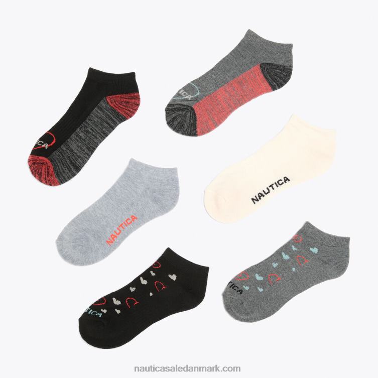 hjerte nedskårne strømper 6-pak multi Nautica PZ4T843 Kvinder
