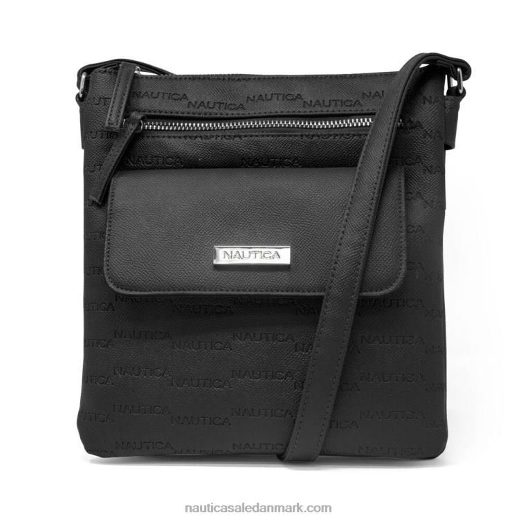 key largo kanvas crossbody taske ægte sort Nautica PZ4T831 Kvinder
