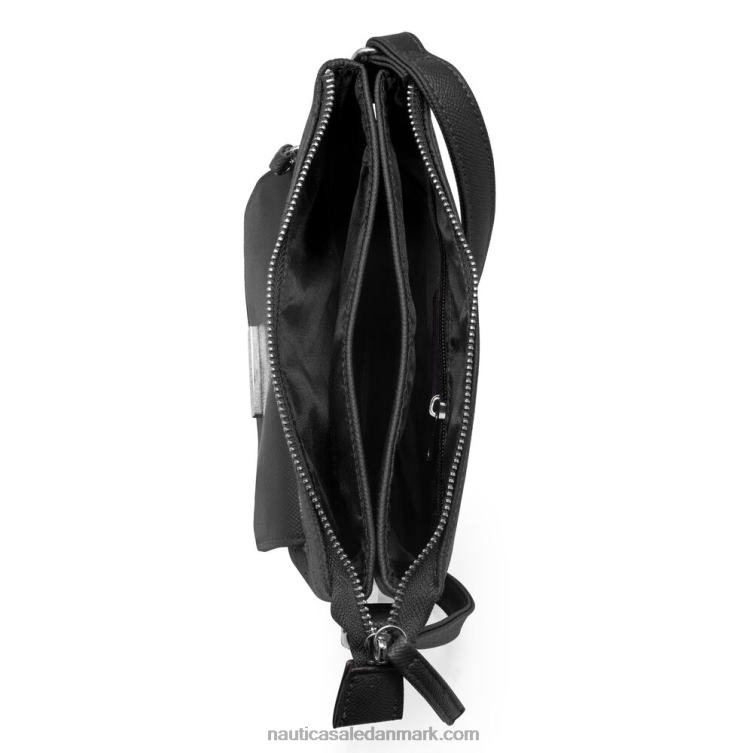 key largo kanvas crossbody taske ægte sort Nautica PZ4T831 Kvinder