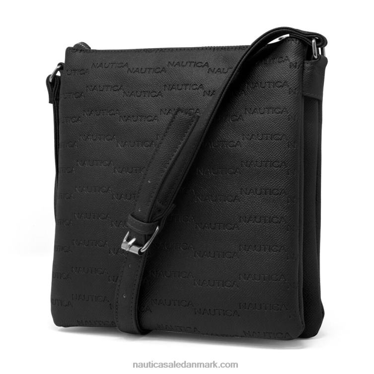 key largo kanvas crossbody taske ægte sort Nautica PZ4T831 Kvinder