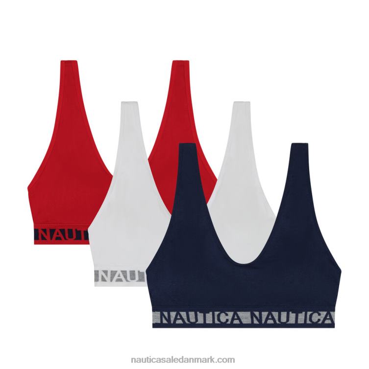 sømløs logo bh 3-pak arbejdstrøje blå Nautica PZ4T824 Kvinder
