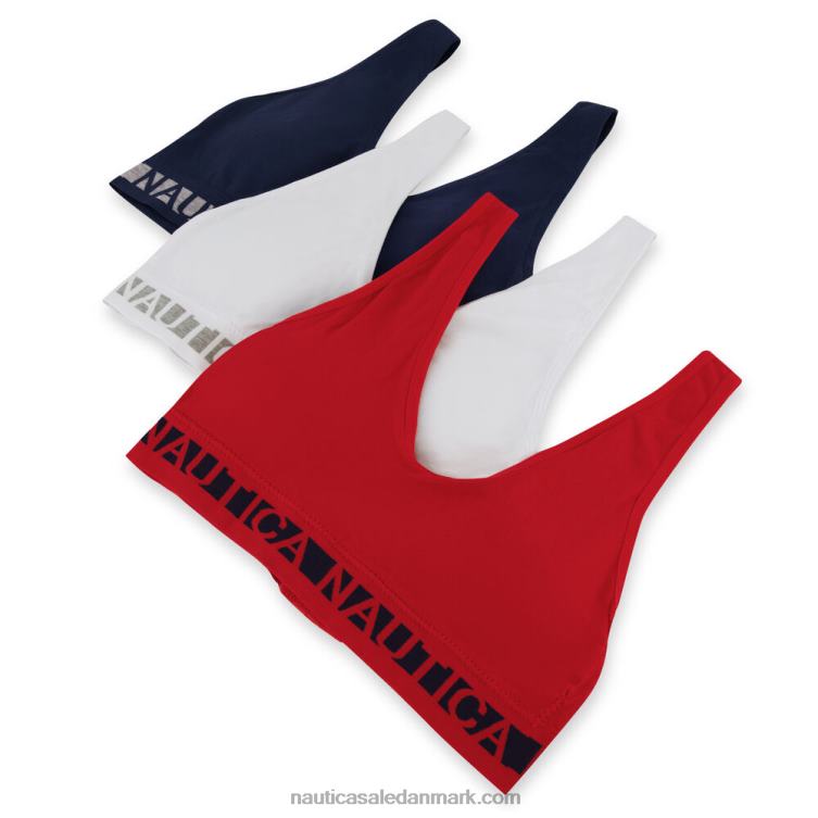sømløs logo bh 3-pak arbejdstrøje blå Nautica PZ4T824 Kvinder