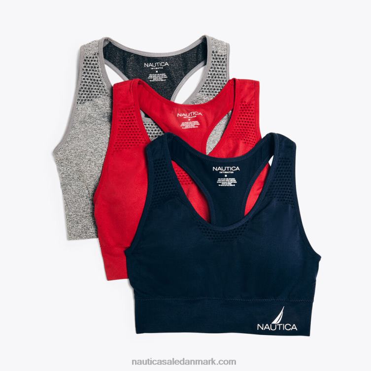 sømløs mesh jacquard racerback bh 3-pak svag blå Nautica PZ4T778 Kvinder