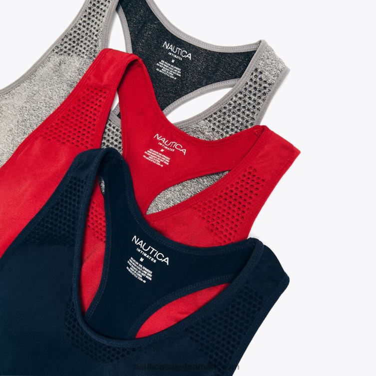 sømløs mesh jacquard racerback bh 3-pak svag blå Nautica PZ4T778 Kvinder