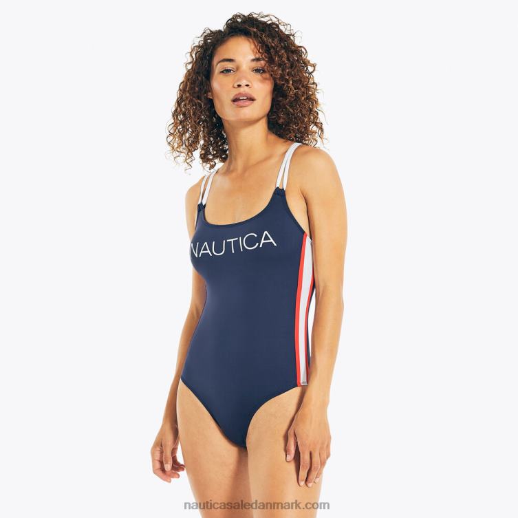 colorblock cross-back svømning i ét stykke stjerneblå lyng Nautica PZ4T980 Kvinder