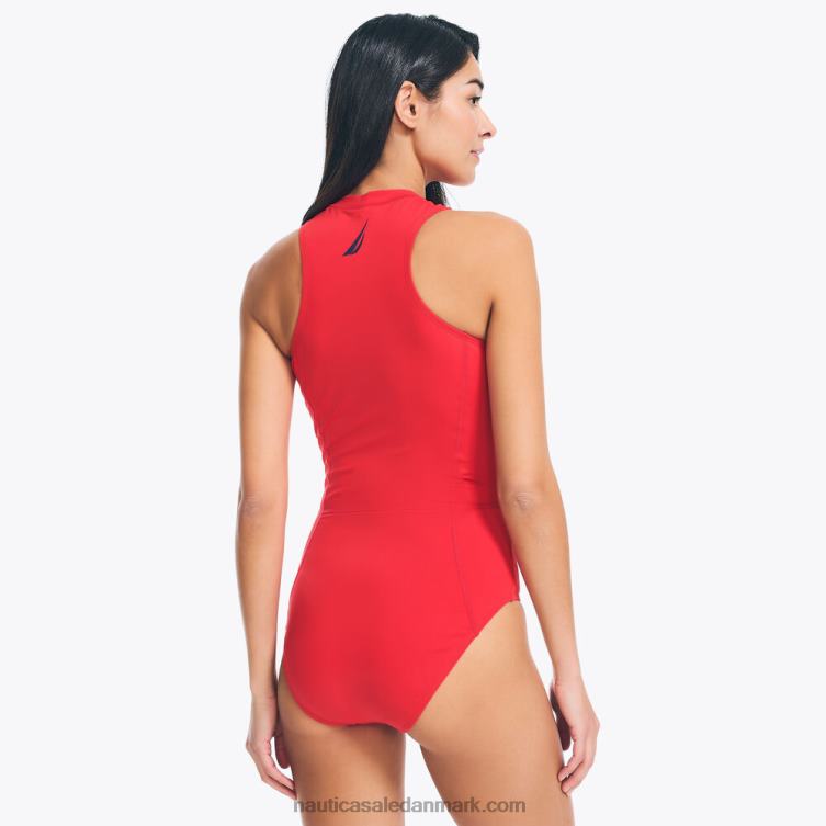 kvart lynlås svømning i et stykke tomales rød Nautica PZ4T856 Kvinder