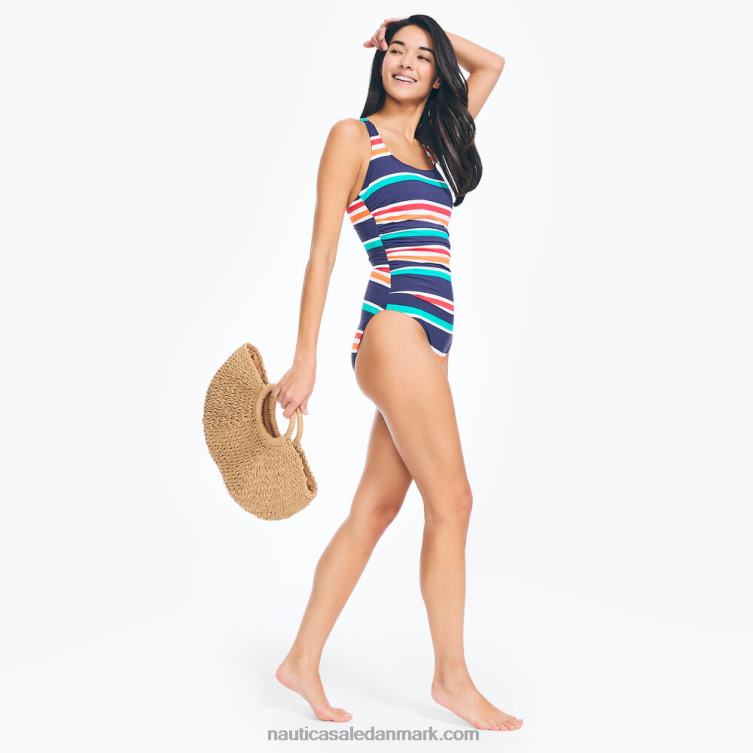 stribet svømning i ét stykke stjerneblå lyng Nautica PZ4T969 Kvinder