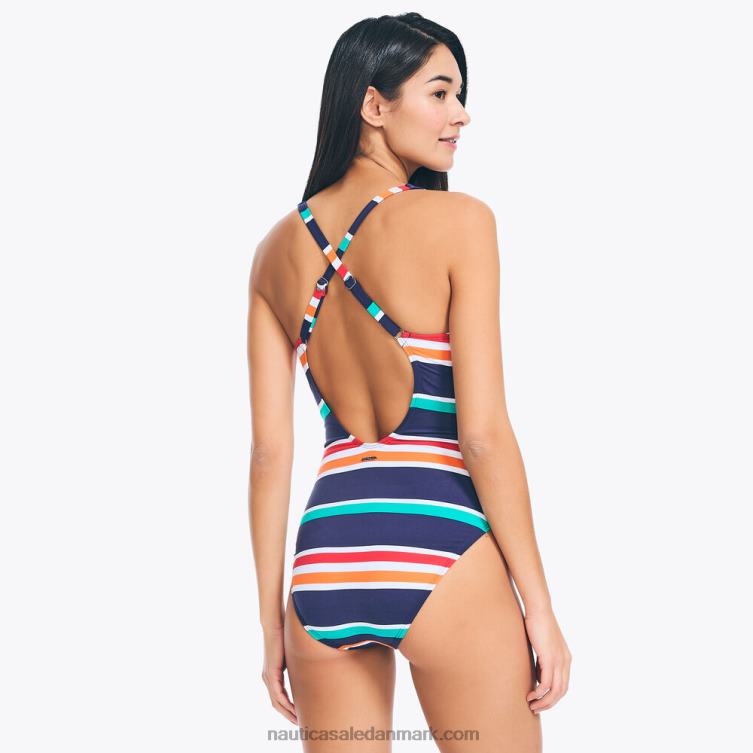 stribet svømning i ét stykke stjerneblå lyng Nautica PZ4T969 Kvinder