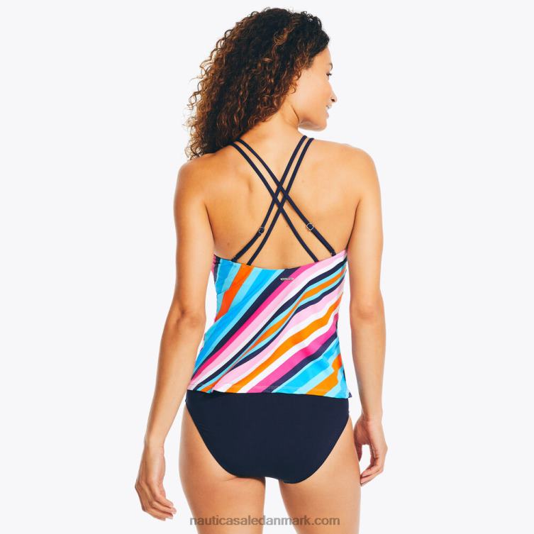 stribet tankini-svømning med høj hals melonbær Nautica PZ4T859 Kvinder