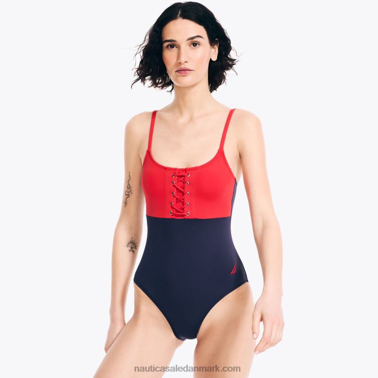 svømning i ét stykke med snøre tomales rød Nautica PZ4T912 Kvinder