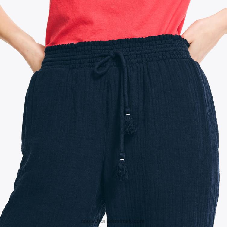 smocked cropped pull-on bukser stjerneblå lyng Nautica PZ4T1001 Kvinder
