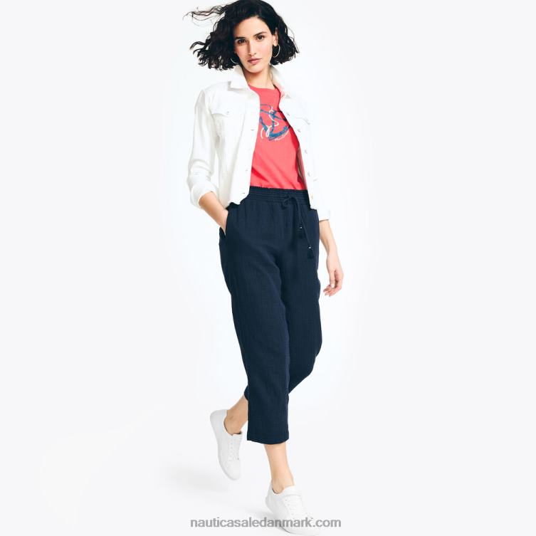 smocked cropped pull-on bukser stjerneblå lyng Nautica PZ4T1001 Kvinder