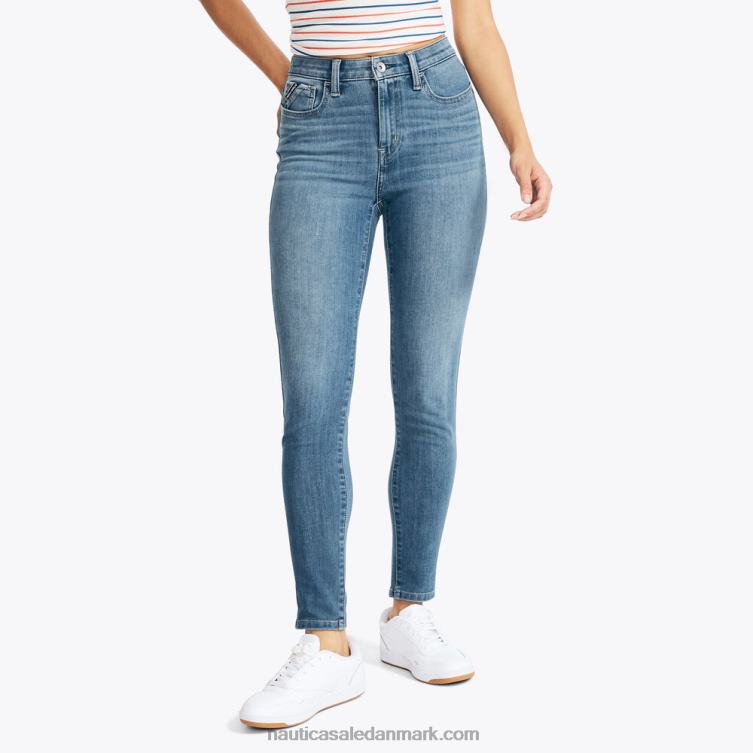 bæredygtigt udformet ægte flex-high-rise skinny denim blå indigo lyng Nautica PZ4T1048 Kvinder