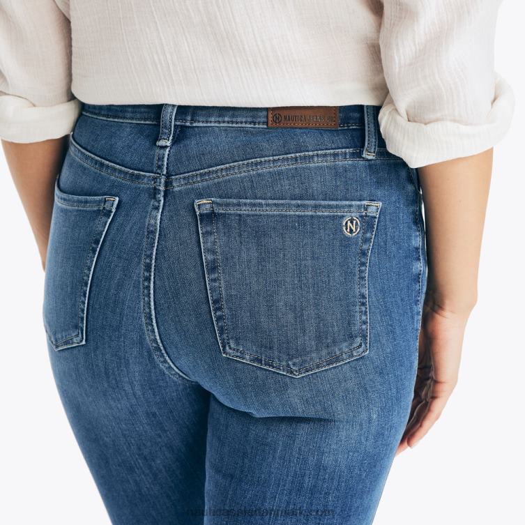 bæredygtigt udformet ægte flex high-rise skinny denim med kurvet pasform blå indigo lyng Nautica PZ4T774 Kvinder