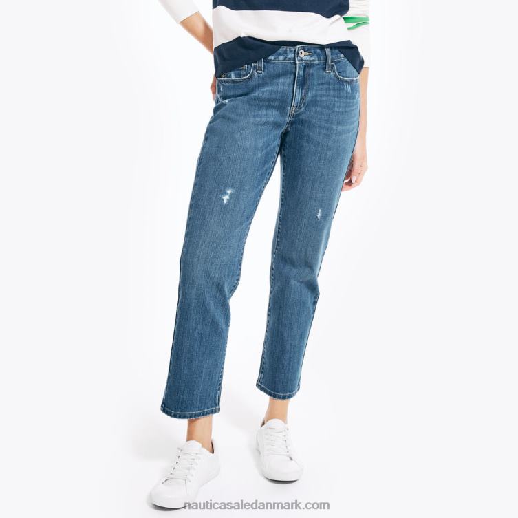 bæredygtigt udformet ægte flex mellemhøj straight denim arbejdstrøje blå Nautica PZ4T776 Kvinder