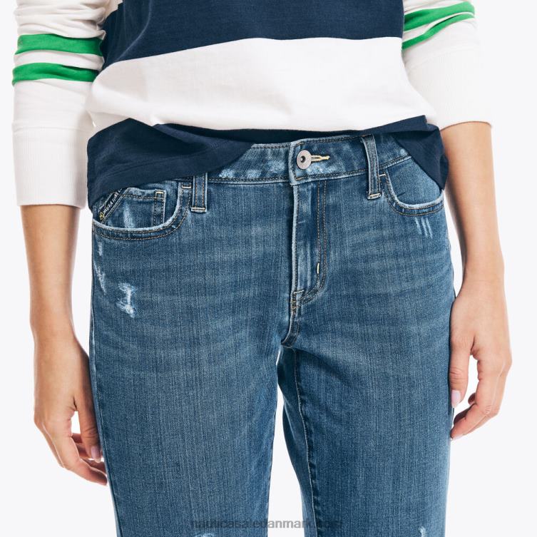 bæredygtigt udformet ægte flex mellemhøj straight denim arbejdstrøje blå Nautica PZ4T776 Kvinder