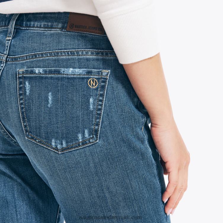 bæredygtigt udformet ægte flex mellemhøj straight denim arbejdstrøje blå Nautica PZ4T776 Kvinder