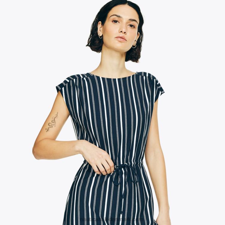 bæredygtigt udformet stribet kjole på kryds og tværs stjerneblå lyng Nautica PZ4T844 Kvinder