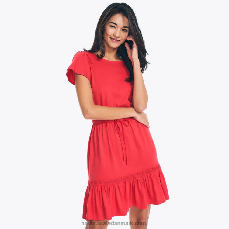 bæredygtigt udformet stribet kjole på kryds og tværs tomat Nautica PZ4T738 Kvinder