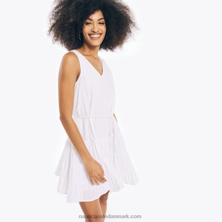 ærmeløs kjole med tekstureret v-hals lyse hvid Nautica PZ4T1031 Kvinder