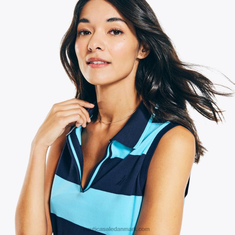 ærmeløs rugby-stribet polokjole stjerneblå lyng Nautica PZ4T950 Kvinder