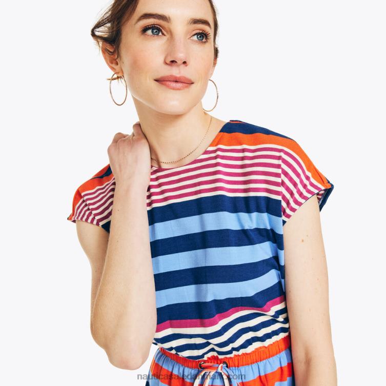 stribet twist-back kjole mandel Nautica PZ4T841 Kvinder