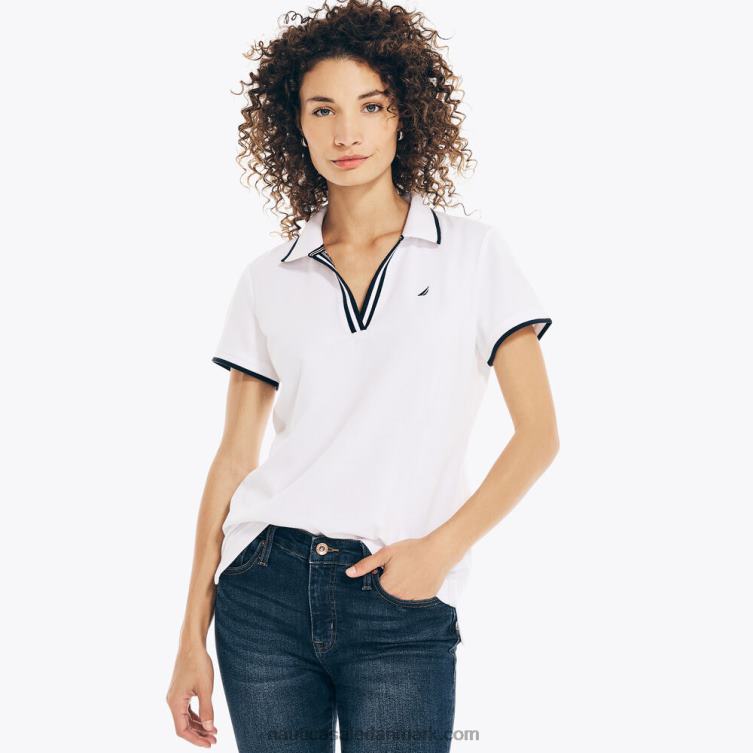 bæredygtigt udformet hav polo med splithals lyse hvid Nautica PZ4T734 Kvinder