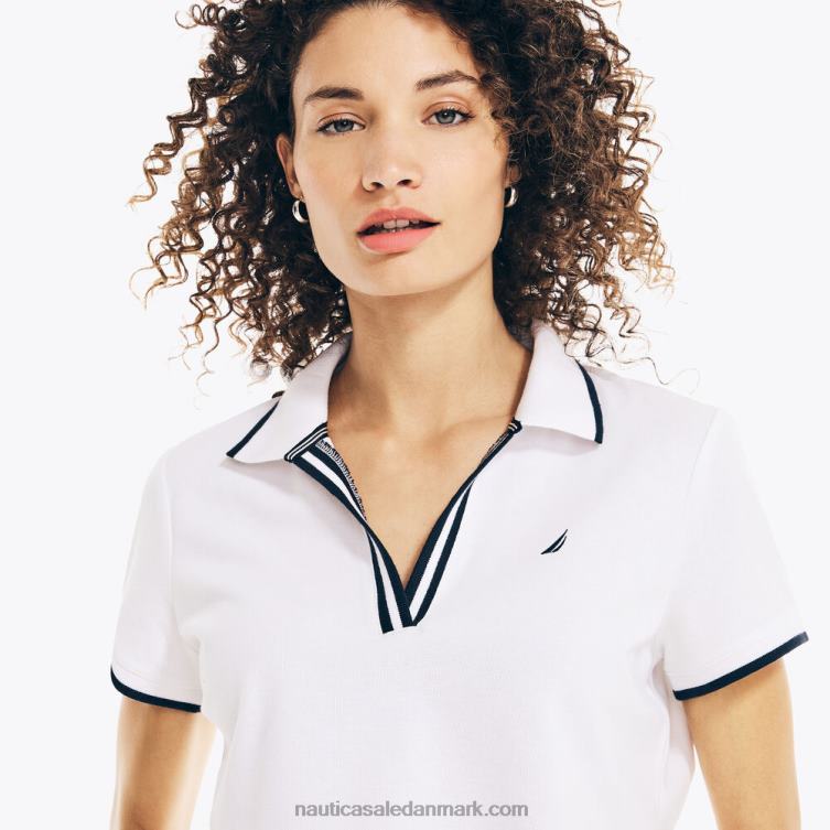 bæredygtigt udformet hav polo med splithals lyse hvid Nautica PZ4T734 Kvinder