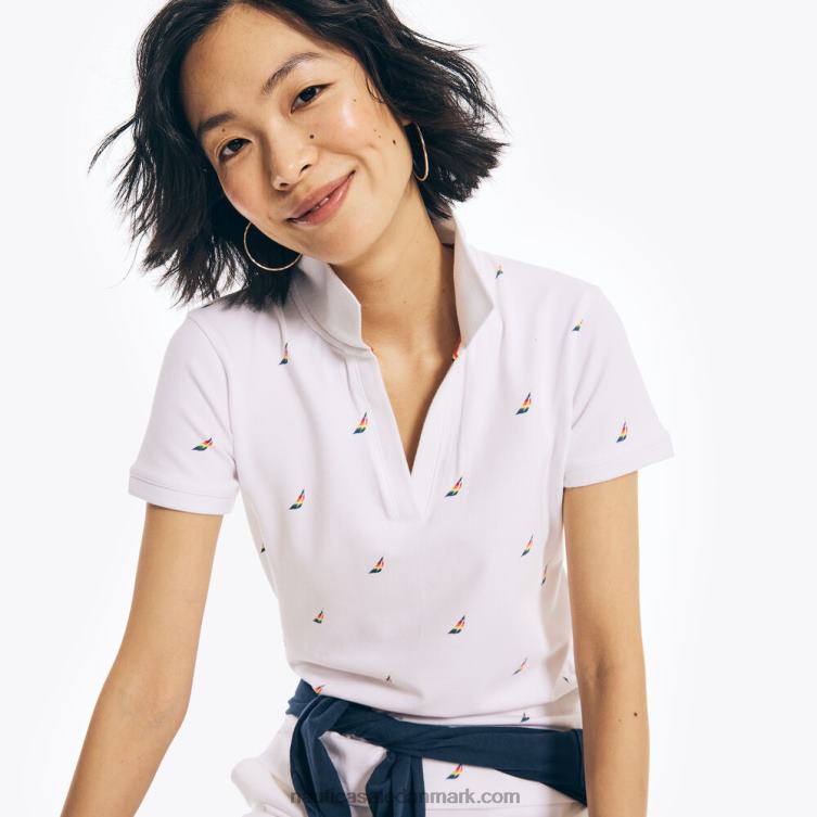 pride polo med split-hals lyse hvid Nautica PZ4T487 Kvinder