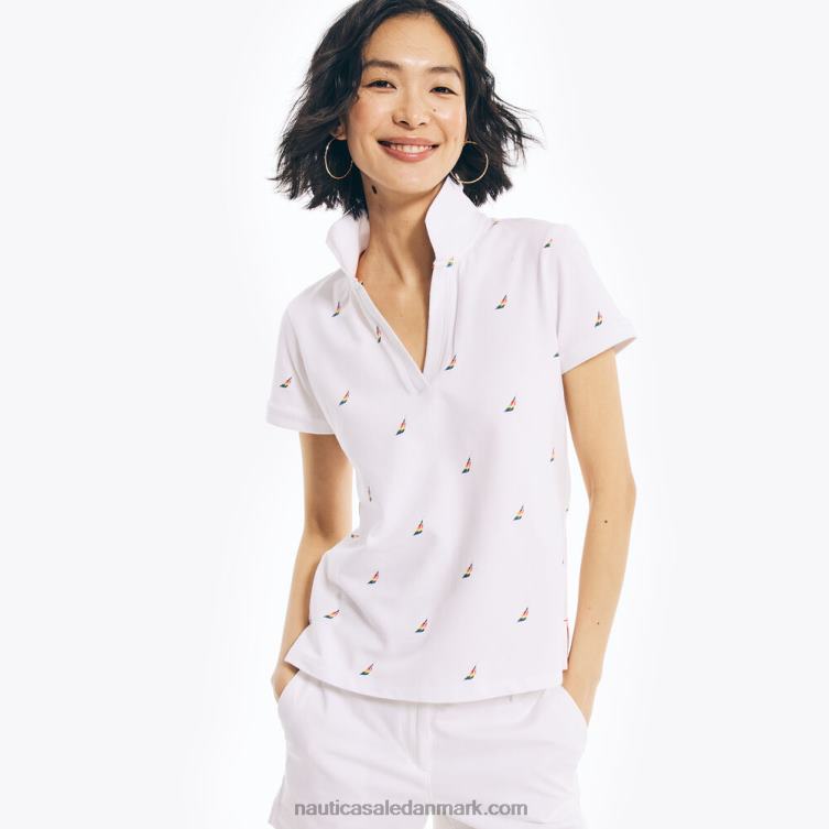 pride polo med split-hals lyse hvid Nautica PZ4T487 Kvinder