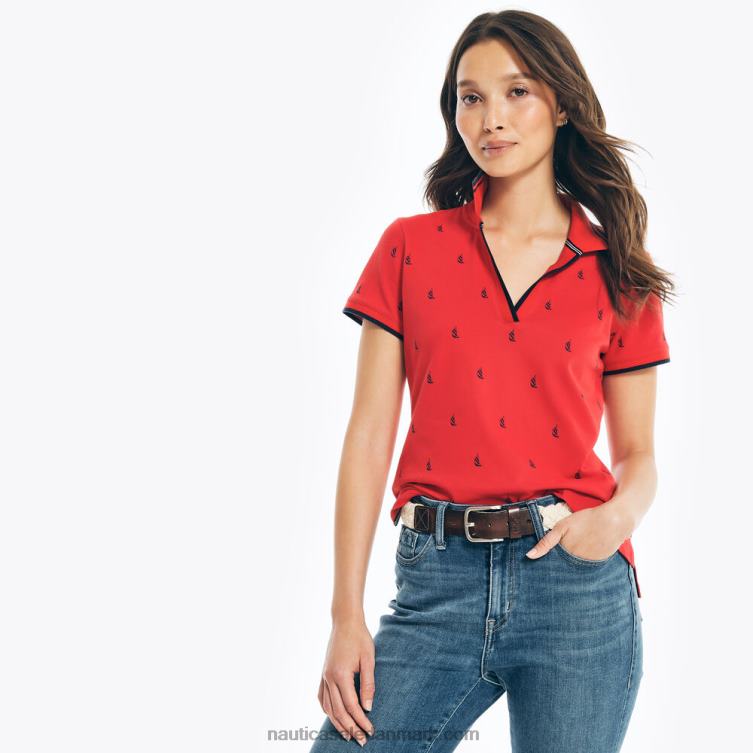 printet polo med splithals tomales rød Nautica PZ4T763 Kvinder