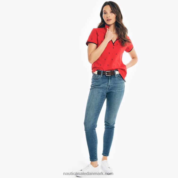 printet polo med splithals tomales rød Nautica PZ4T763 Kvinder