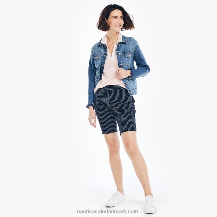 10\" stribet kort med stretch-twill-print stjerneblå lyng Nautica PZ4T764 Kvinder