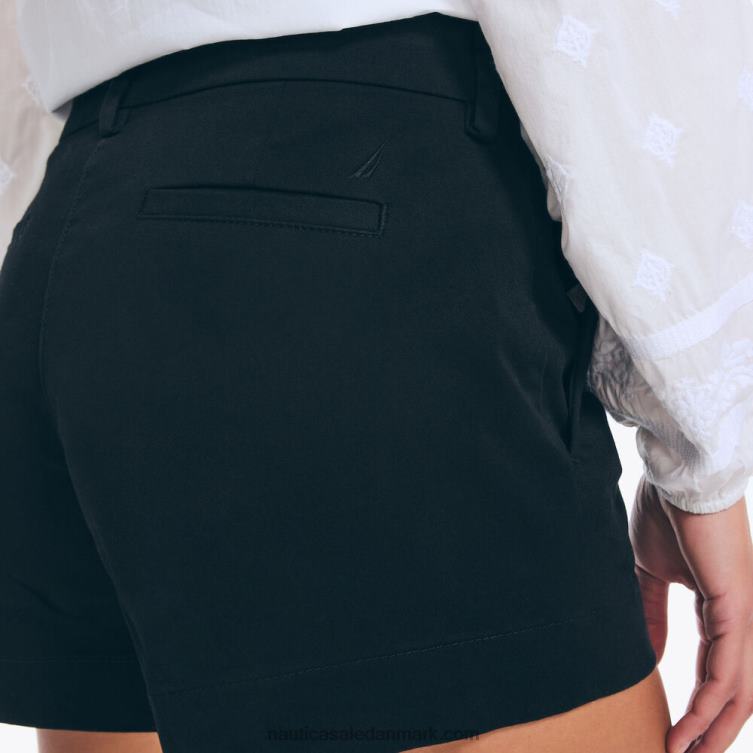 4\" stræk-twill kort ægte sort Nautica PZ4T733 Kvinder