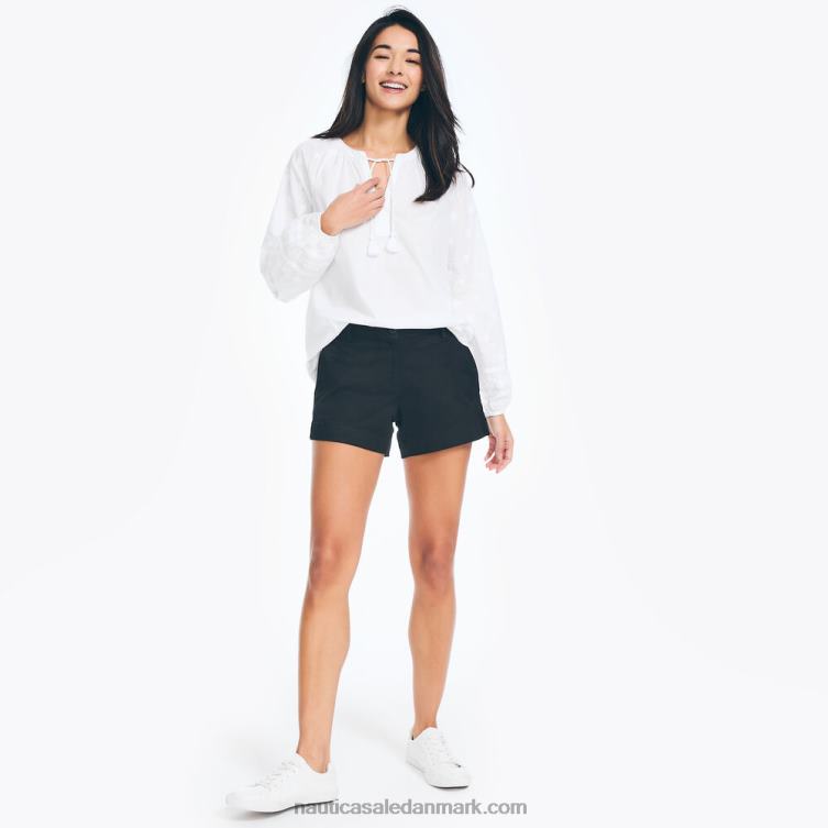 4\" stræk-twill kort ægte sort Nautica PZ4T733 Kvinder