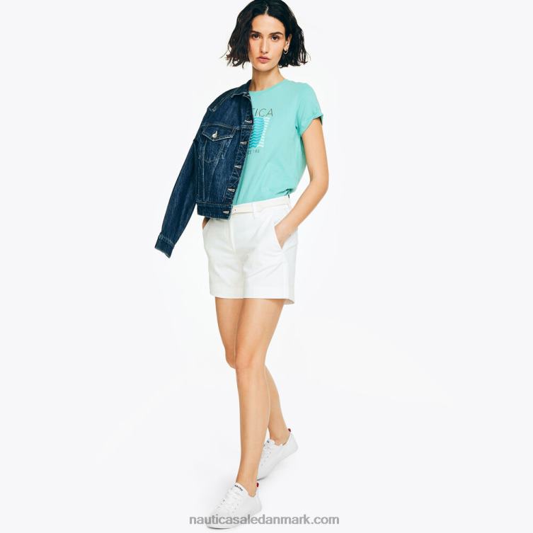 6\" stretch-twill kort lyse hvid Nautica PZ4T745 Kvinder