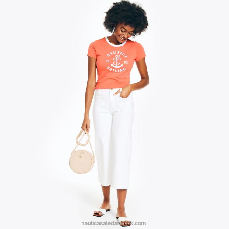 bæredygtigt udformet arv sejler grafisk t-shirt tomat Nautica PZ4T955 Kvinder