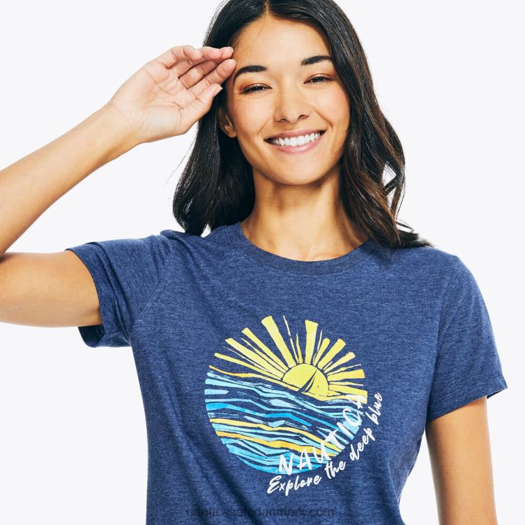 bæredygtigt udformet beach days puff grafisk t-shirt rullende flodvask Nautica PZ4T991 Kvinder