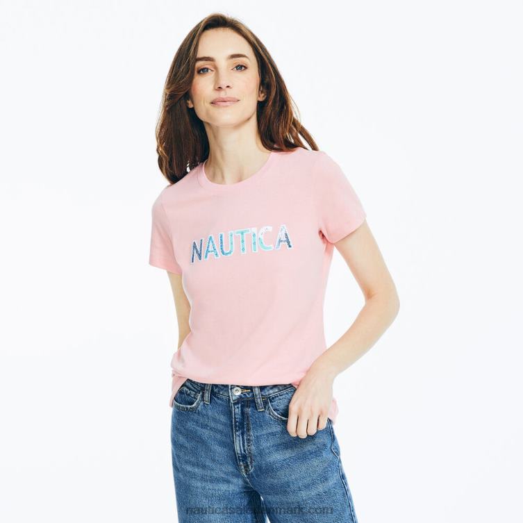 bæredygtigt udformet broderet logo grafisk t-shirt prisme pink Nautica PZ4T1013 Kvinder