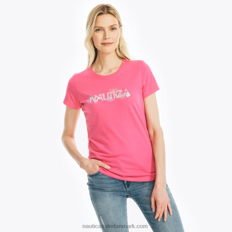 bæredygtigt udformet floral folie logo grafisk t-shirt cabana pink Nautica PZ4T795 Kvinder