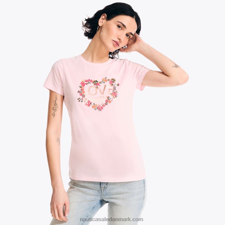 bæredygtigt udformet floral folie logo grafisk t-shirt karmosinrød Nautica PZ4T921 Kvinder