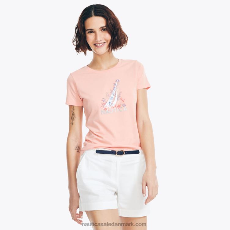 bæredygtigt udformet folieblomstret j-klasse grafisk t-shirt orange valmue Nautica PZ4T754 Kvinder