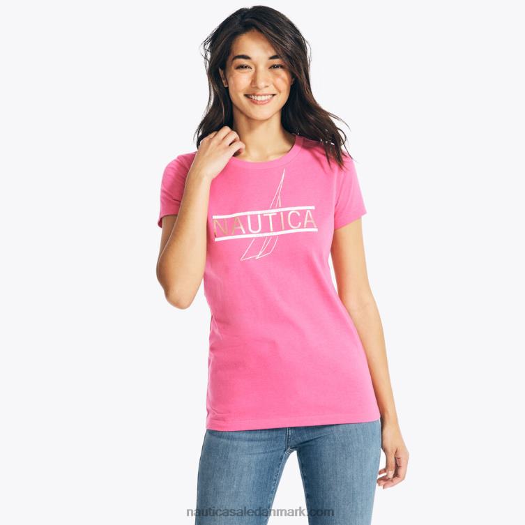 bæredygtigt udformet grafisk t-shirt med folielogo sløjfe bordeaux Nautica PZ4T1025 Kvinder