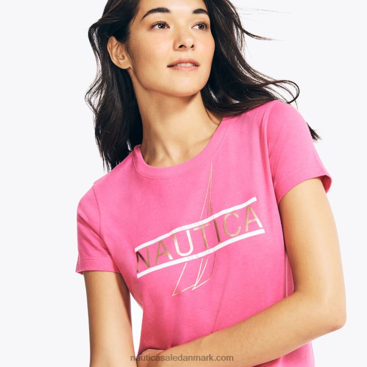 bæredygtigt udformet grafisk t-shirt med folielogo sløjfe bordeaux Nautica PZ4T1025 Kvinder