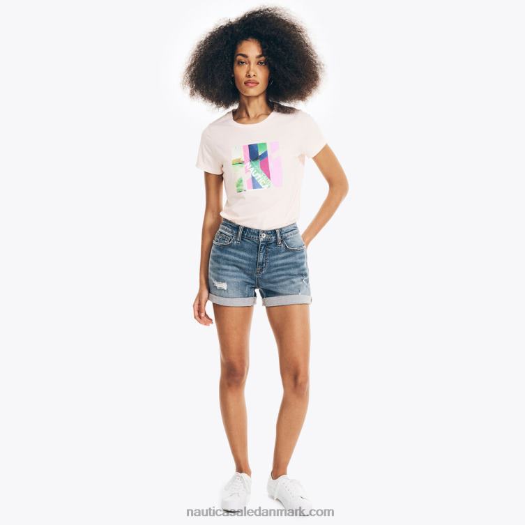 bæredygtigt udformet hav fotofolie grafisk t-shirt sløjfe bordeaux Nautica PZ4T867 Kvinder