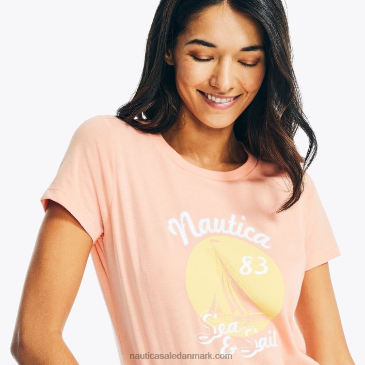 bæredygtigt udformet hav- og sejlfolie grafisk t-shirt sukker koral Nautica PZ4T987 Kvinder