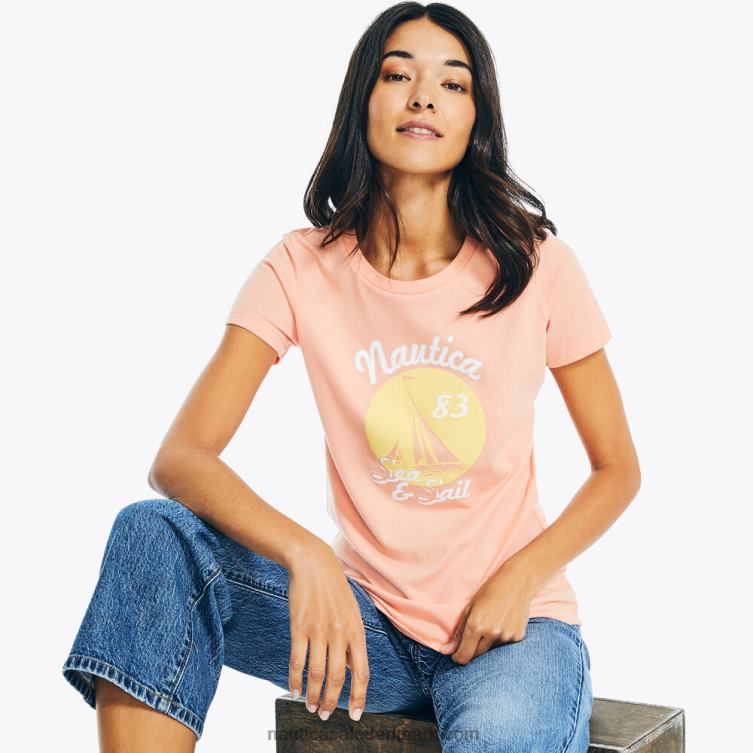 bæredygtigt udformet hav- og sejlfolie grafisk t-shirt sukker koral Nautica PZ4T987 Kvinder
